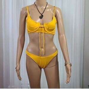 Yellow Bikini Ribbed Fabric Small